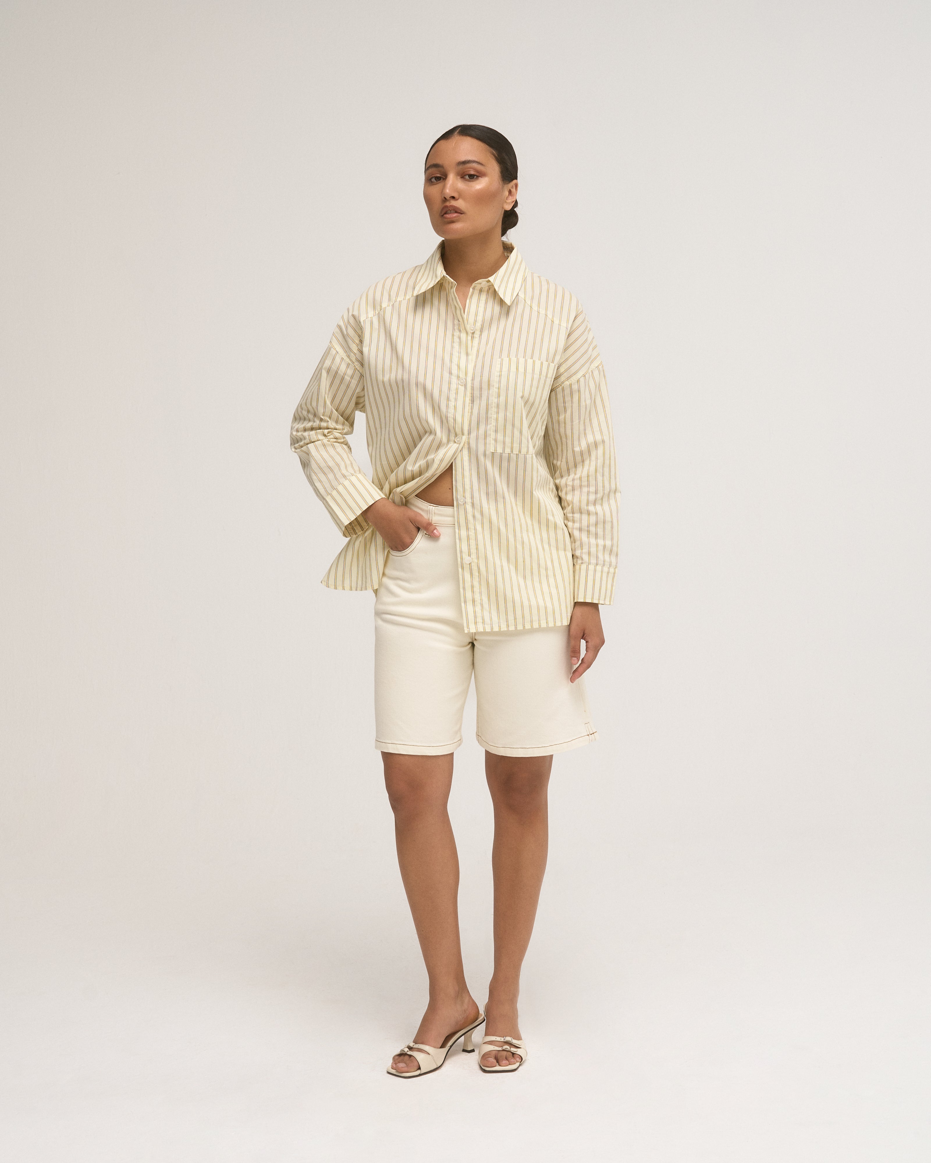 【ＧＷ値下げ】BIBIY. SADIE SHIRT yellow ZW COLLECTION STRIPED WRINKLED SHIRT - Yellow | ZARA United