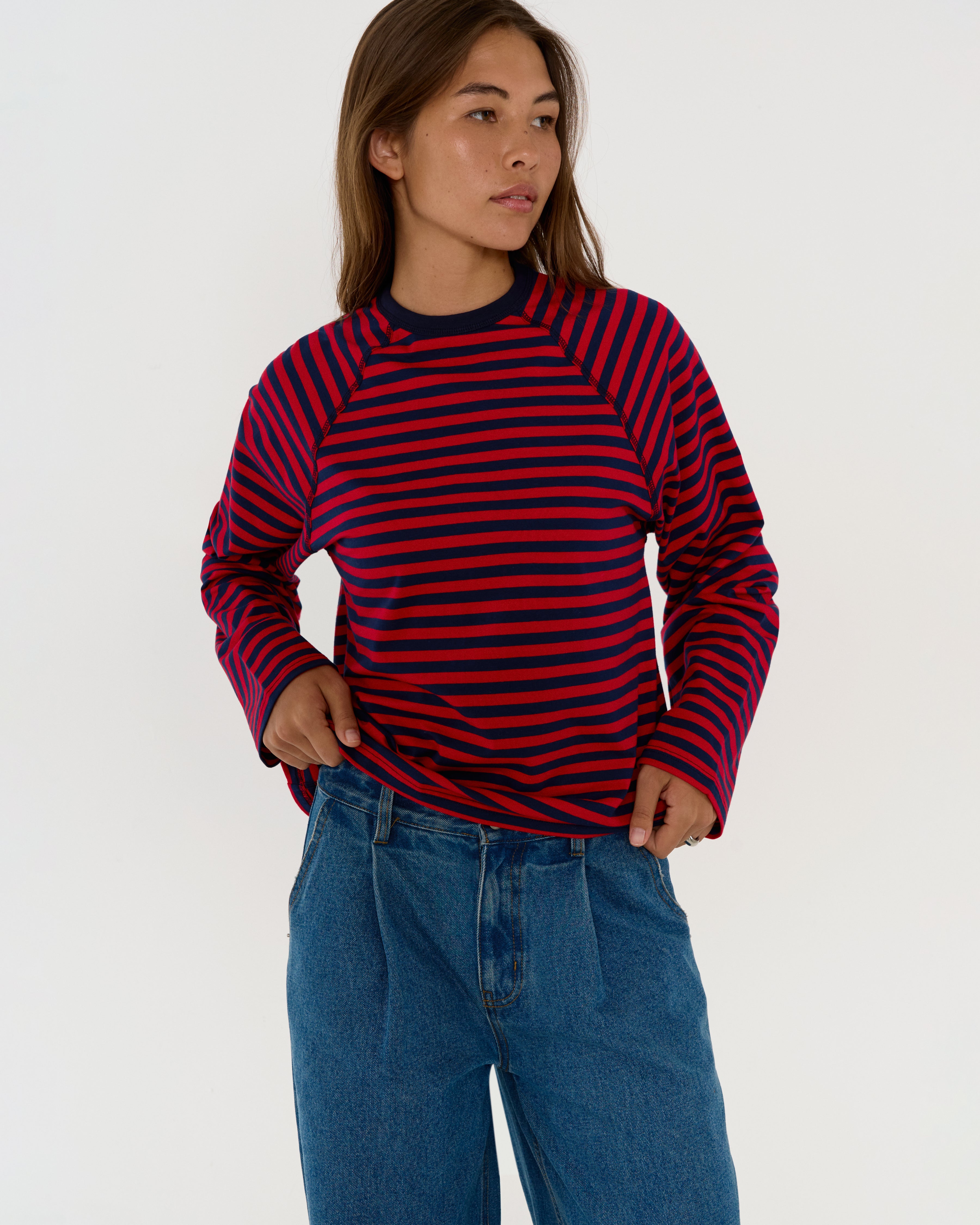 MAX STRIPED LONG SLEEVE T-SHIRT RED / NAVY BLUE