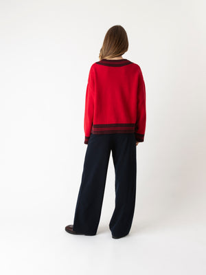 MARY V-NECK SWEATER RED