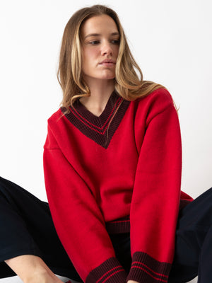 MARY V-NECK SWEATER RED