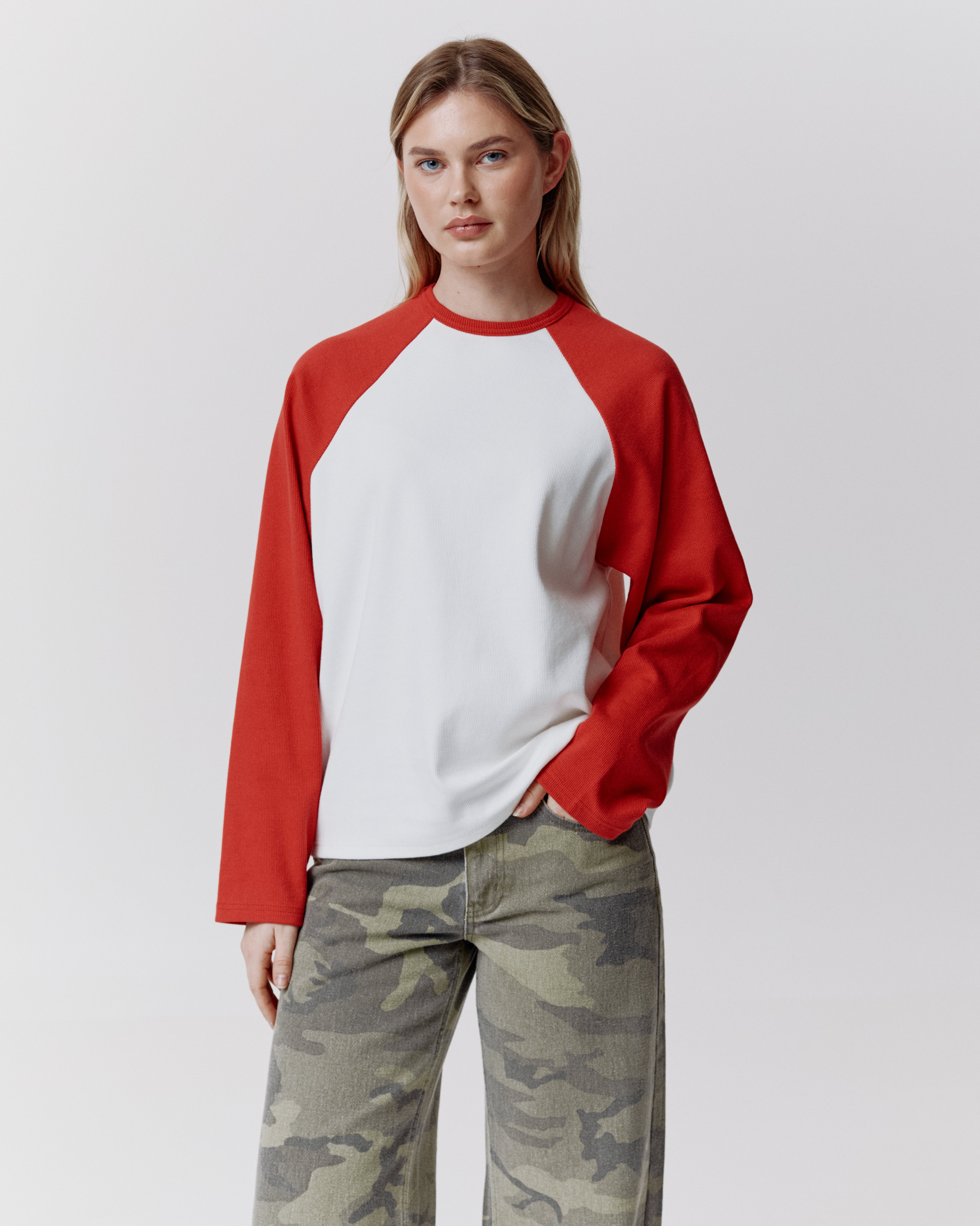 TWO TONED LONG SLEEVE T-SHIRT WHITE / RED – LEWIS & MELLY
