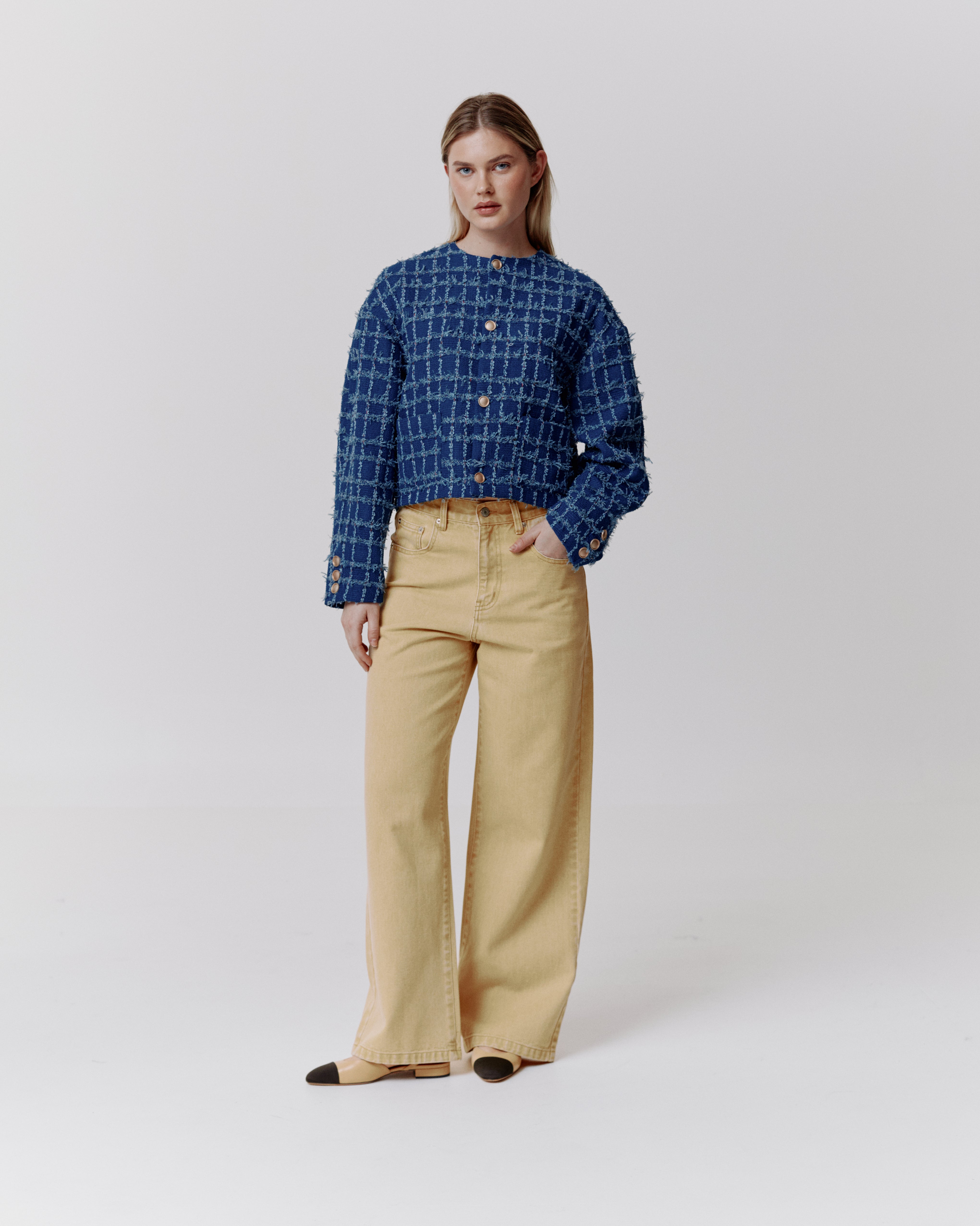 TWEED CROPPED JACKET BLUE – LEWIS & MELLY