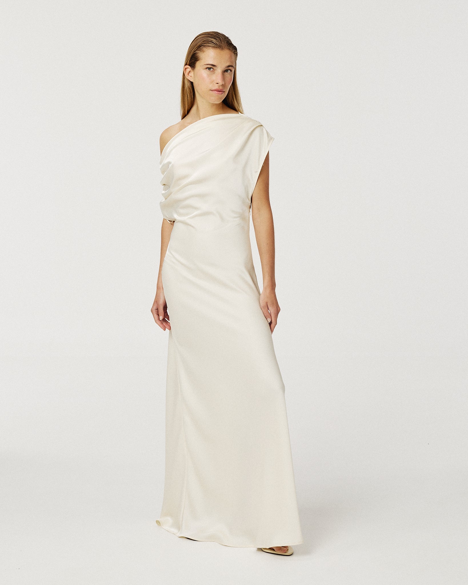 ecru satin dress Cascais Ecru Dress