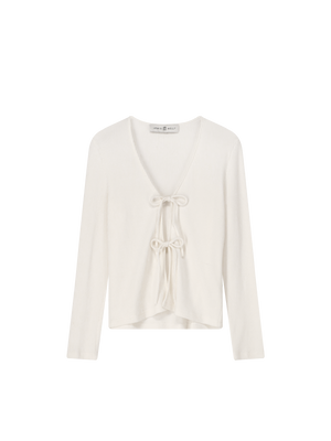 RIBBED BOW TIE TOP WHITE