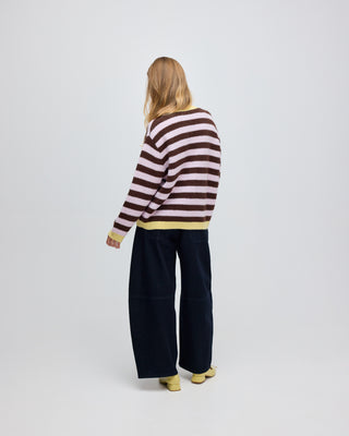 JOANNE STRIPED CARDIGAN PINK / BROWN