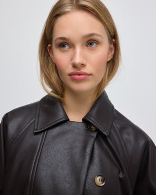 LEATHER PLEATED LARA JACKET BROWN