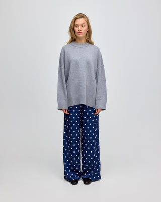 POLKA DOT DRAWSTRING TROUSERS NAVY BLUE / ECRU