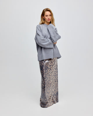 LEOPARD SEQUIN MAXI SKIRT