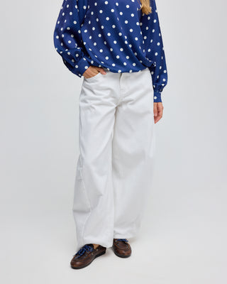 BARREL DENIM TROUSERS WHITE