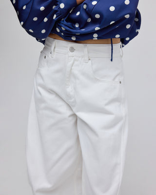 BARREL DENIM TROUSERS WHITE