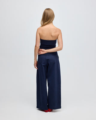CHECKED SOPHIE TOP NAVY BLUE