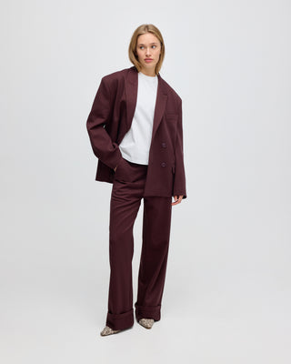 NOWEE FOLDED HEM SUIT TROUSERS BROWN