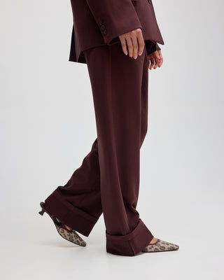NOWEE FOLDED HEM SUIT TROUSERS BROWN