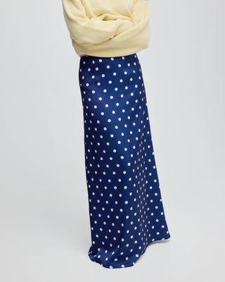 POLKA DOT MAXI SKIRT NAVY BLUE / ECRU