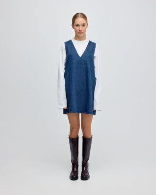DENIM MINI DRESS MID BLUE
