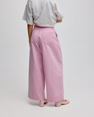 DOUBLE PLEATED DENIM TROUSERS PINK