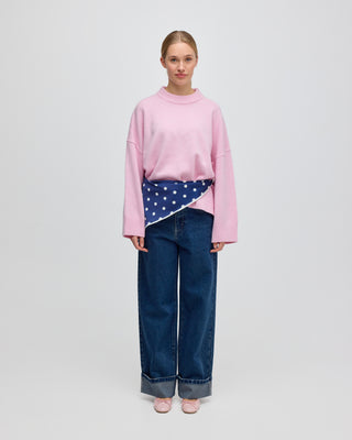 CHUNKY MERINO WOOL CREW-NECK SWEATER PINK
