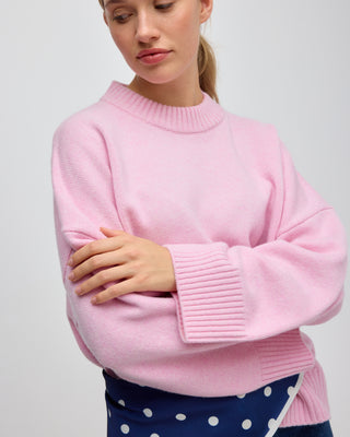 CHUNKY MERINO WOOL CREW-NECK SWEATER PINK