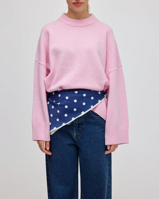 CHUNKY MERINO WOOL CREW-NECK SWEATER PINK