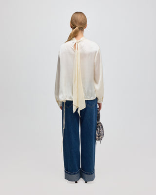 FREJA SATIN BLOUSE ECRU