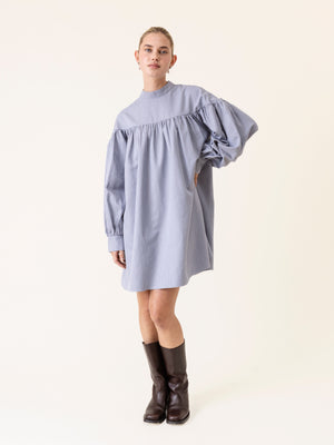 STRIPED CAMILLE DRESS LIGHT BLUE