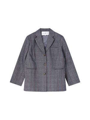 PLEATED HERRINGBONE BLAZER GREY