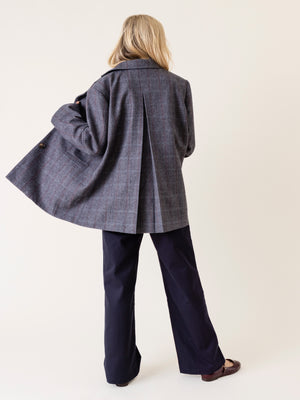 PLEATED HERRINGBONE BLAZER GREY