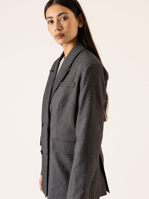 PINSTRIPE BOBBIE BLAZER GREY