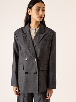 PINSTRIPE BOBBIE BLAZER GREY