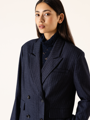 PINSTRIPE BOBBIE BLAZER NAVY BLUE