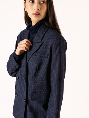 PINSTRIPE BOBBIE BLAZER NAVY BLUE