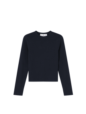 CROPPED LONG SLEEVE T-SHIRT NAVY BLUE