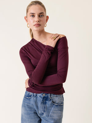 ASYMMETRIC STRETCHY TOP BURGUNDY