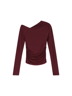 ASYMMETRIC STRETCHY TOP BURGUNDY