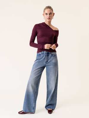 ASYMMETRIC STRETCHY TOP BURGUNDY