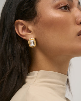 CHUNKY RHINESTONE EARRINGS GOLD
