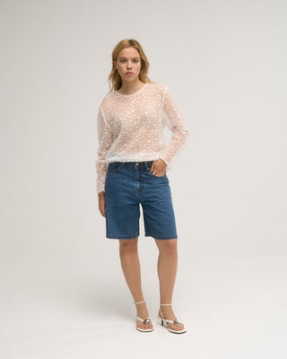 MAE SEQUIN TOP WHITE