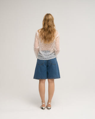 MAE SEQUIN TOP WHITE
