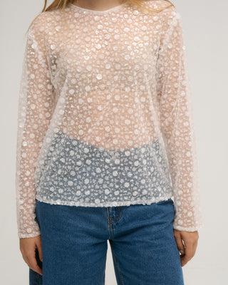 MAE SEQUIN TOP WHITE