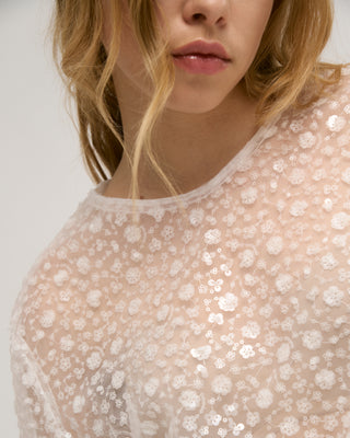 MAE SEQUIN TOP WHITE
