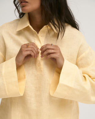 LINEN POLO SHIRT YELLOW
