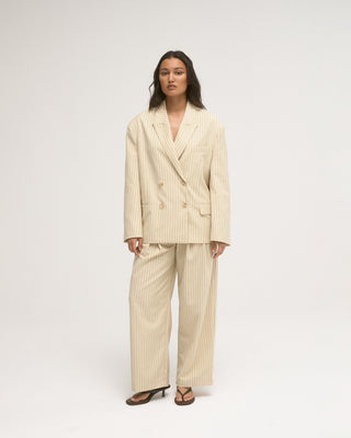 MELLIE PINSTRIPE BLAZER BEIGE