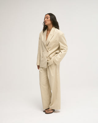 MELLIE PINSTRIPE BLAZER BEIGE