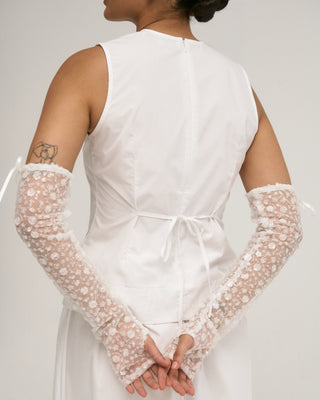 MAE SEQUIN GLOVES WHITE