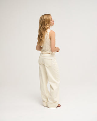 SEQUIN DRAPED TOP ECRU