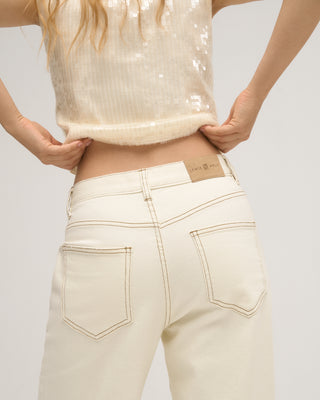 SEQUIN DRAPED TOP ECRU