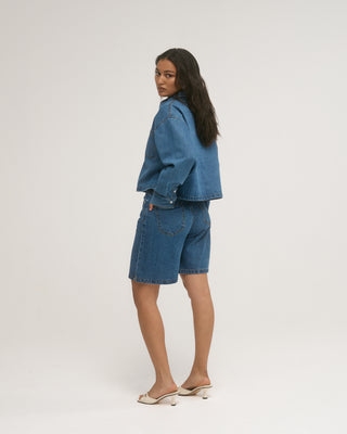 DENIM JORTS DARK BLUE