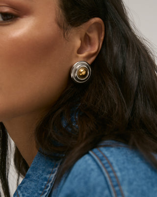 CHUNKY ROUND EARRINGS SILVER/GOLD