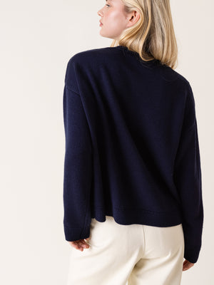 KNITTED DAISY CARDIGAN NAVY BLUE