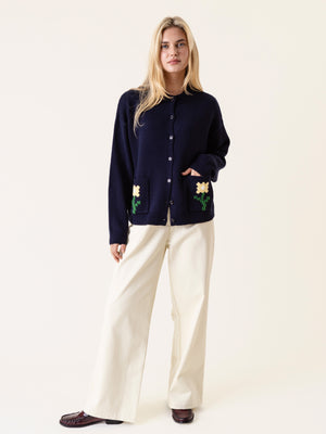 COTTON BARREL TROUSERS ECRU